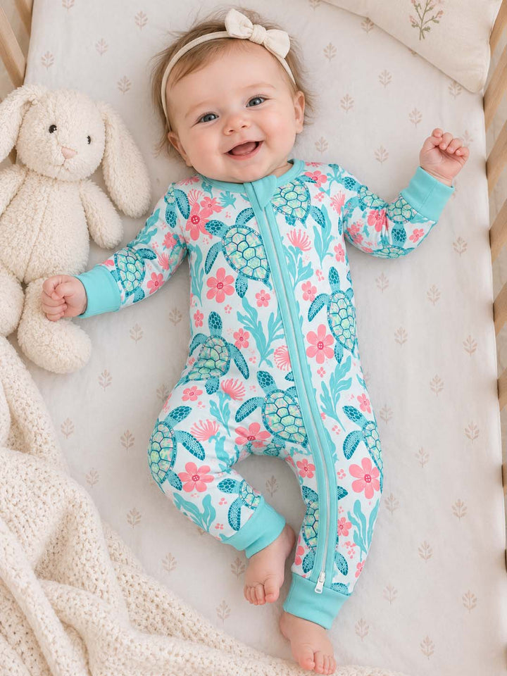 Floral Ocean Turtle Bamboo Convertible Zippy
