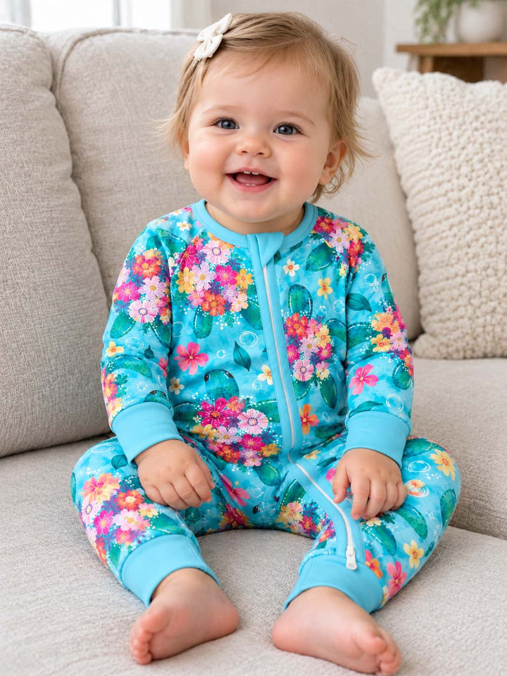 Floral Sea Turtle Bamboo Convertible Zippy