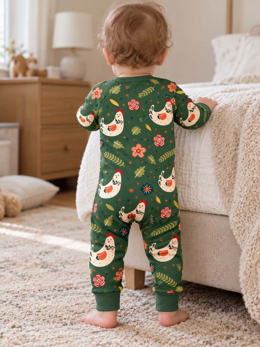 Folk Floral Hen Garden Bamboo Convertible Zippy