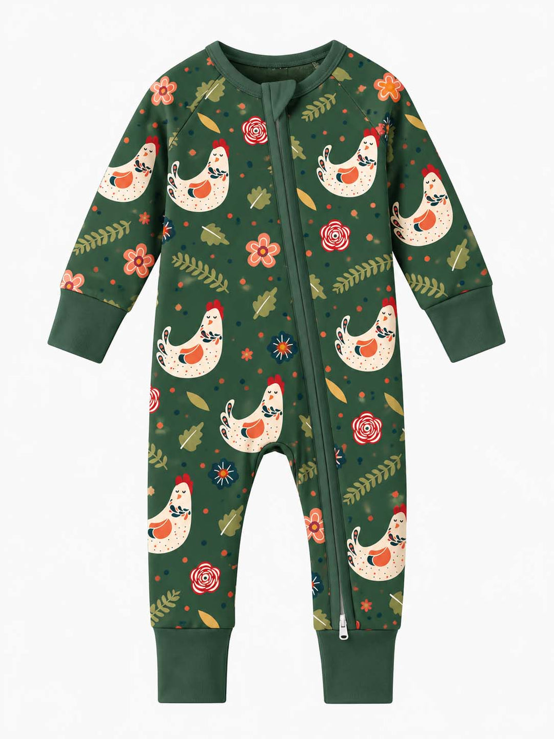 Folk Floral Hen Garden Bamboo Convertible Zippy