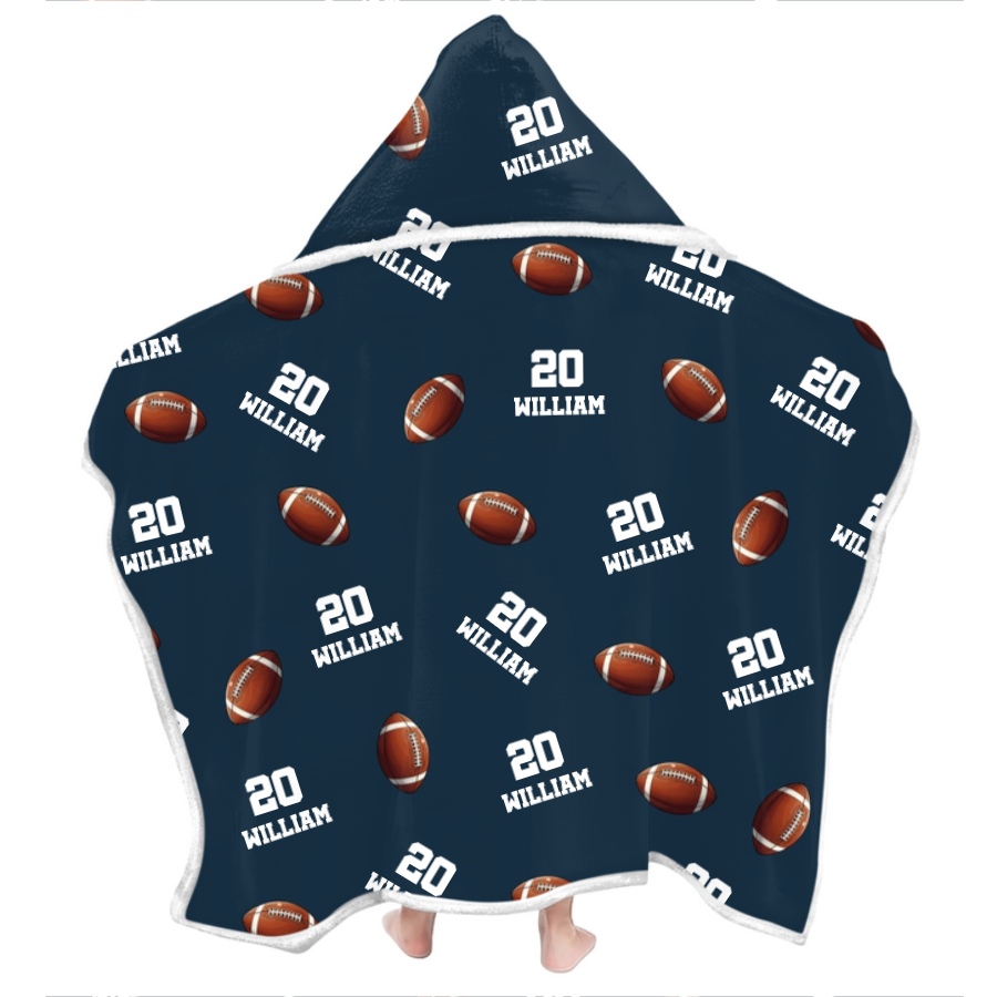 Football Pattern Personalized Wearable Hooded Blanket