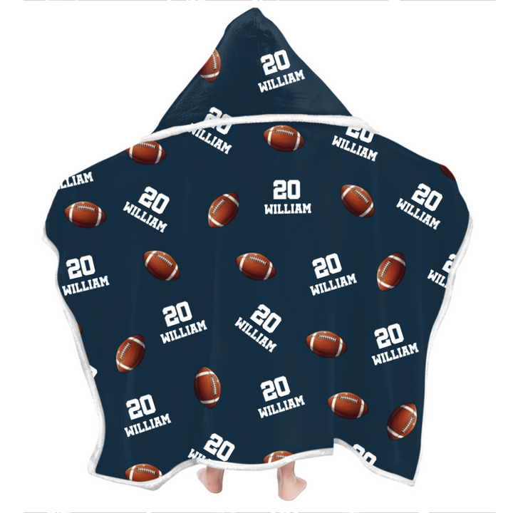 Football Pattern Personalized Wearable Hooded Blanket