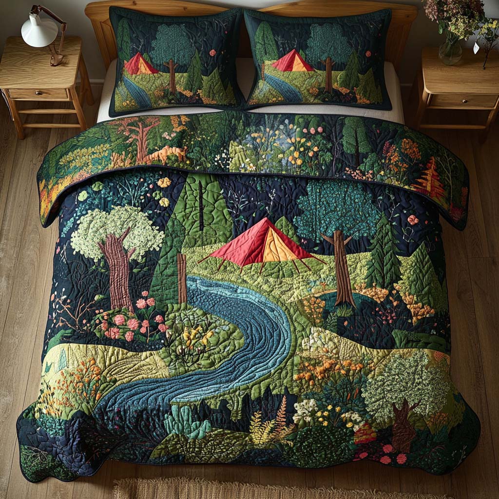 Forest Green Escape Bamboo Quilt Bedding Set