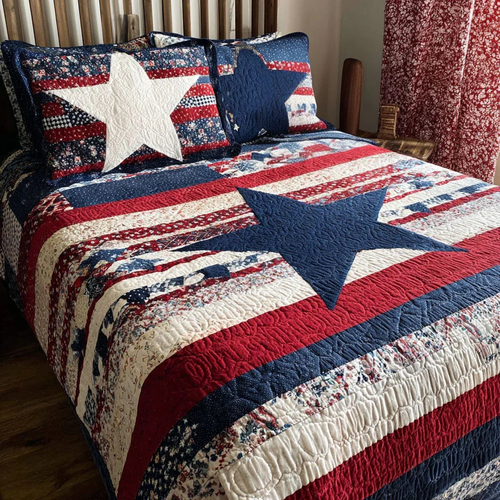 Freedom Stars Bamboo Quilt Bedding Set