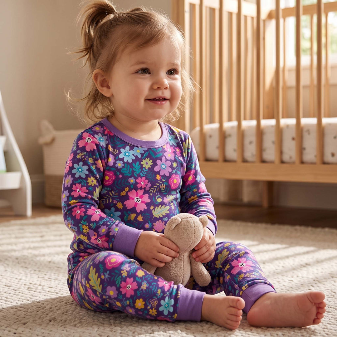 Fresh Garden Blooms Bamboo Two Piece Long Sleeve Pajama Set