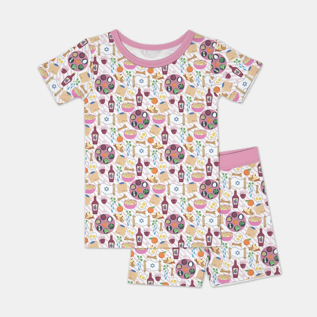 Passover Meal Two Piece Short Sleeve Shorts Pajama Set