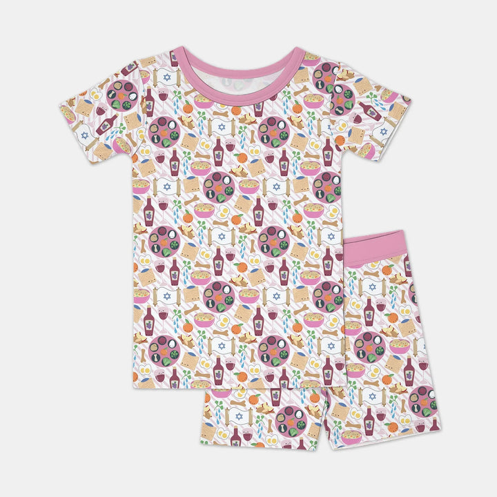 Passover Meal Two Piece Short Sleeve Shorts Pajama Set