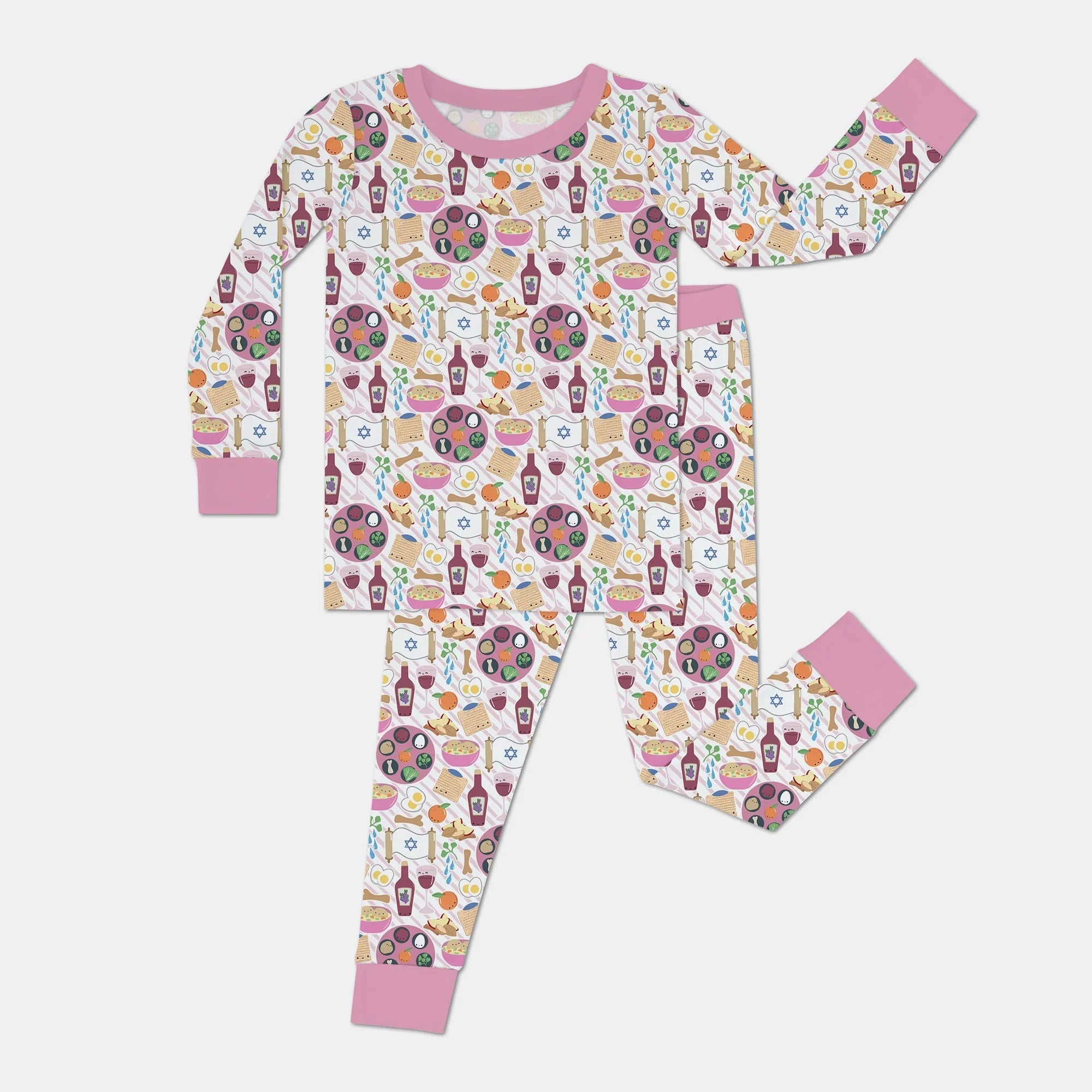 Zweiteiliges Langarm-Pyjama-Set mit Sommerfrüchten