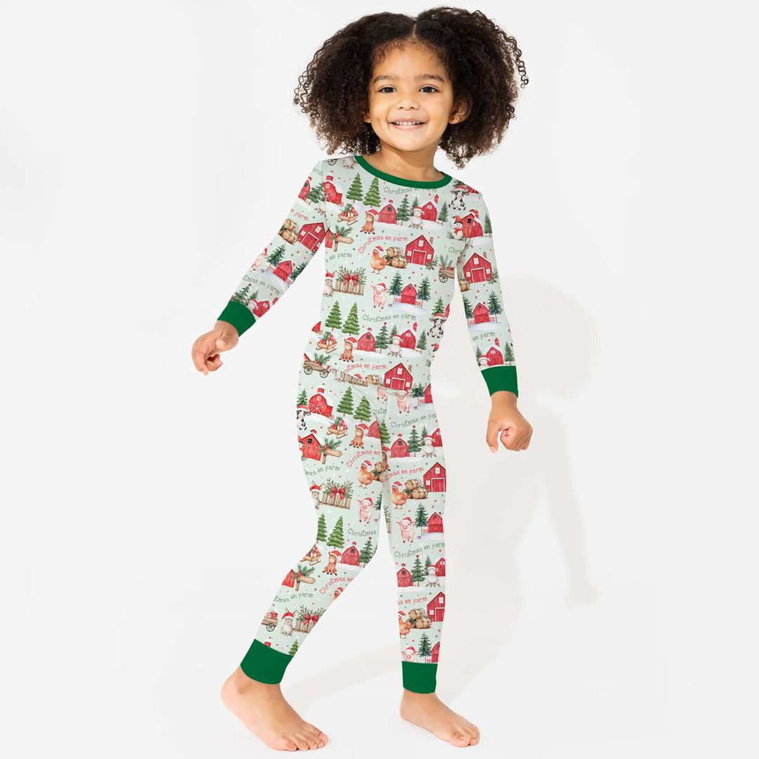 Christmas on Farm Two Piece Long Sleeve Pajama Set
