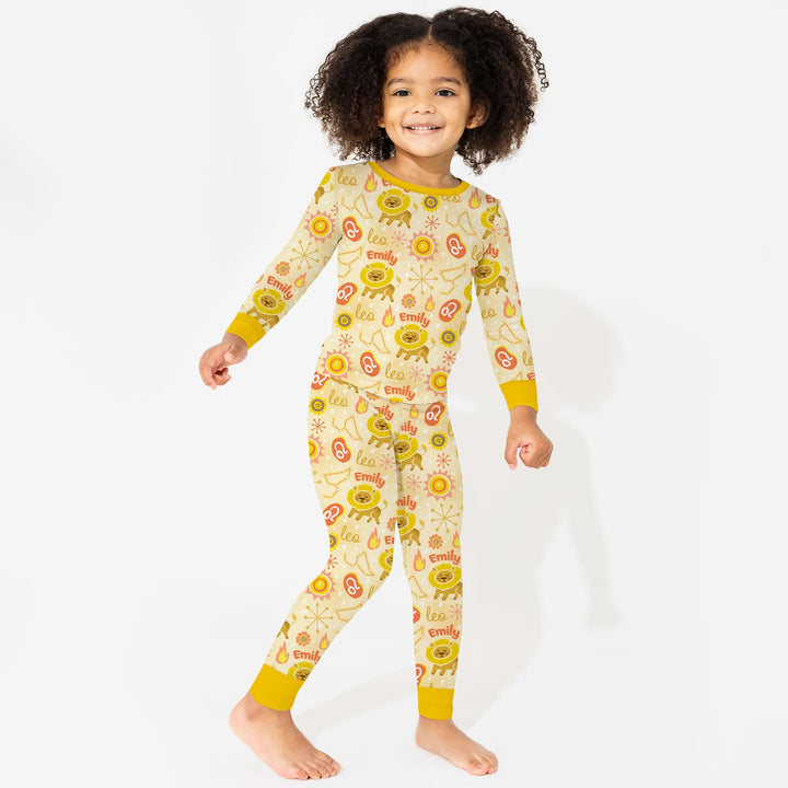 Custom Name Zodiac Leo Two Piece Long Sleeve Pajama Set