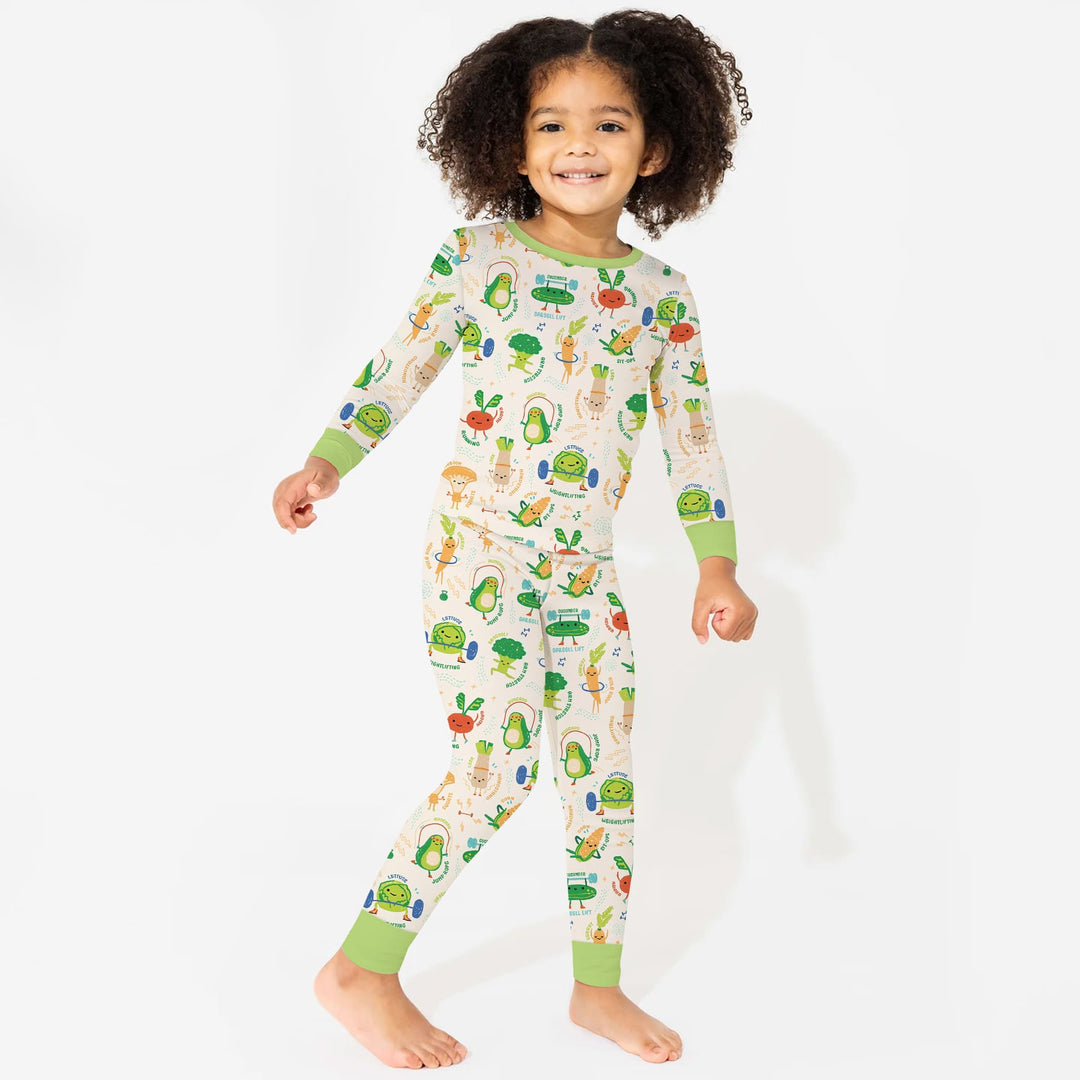 Exercise Veggie Two Piece Long Sleeve Pajama Set
