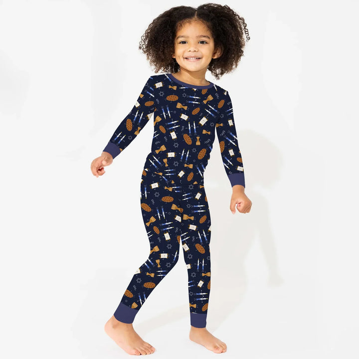 Shabbat Shalom Family Matching Two Piece Long Sleeve Pajama Set