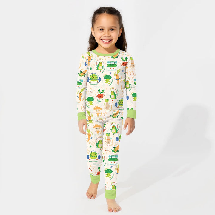 Exercise Veggie Two Piece Long Sleeve Pajama Set