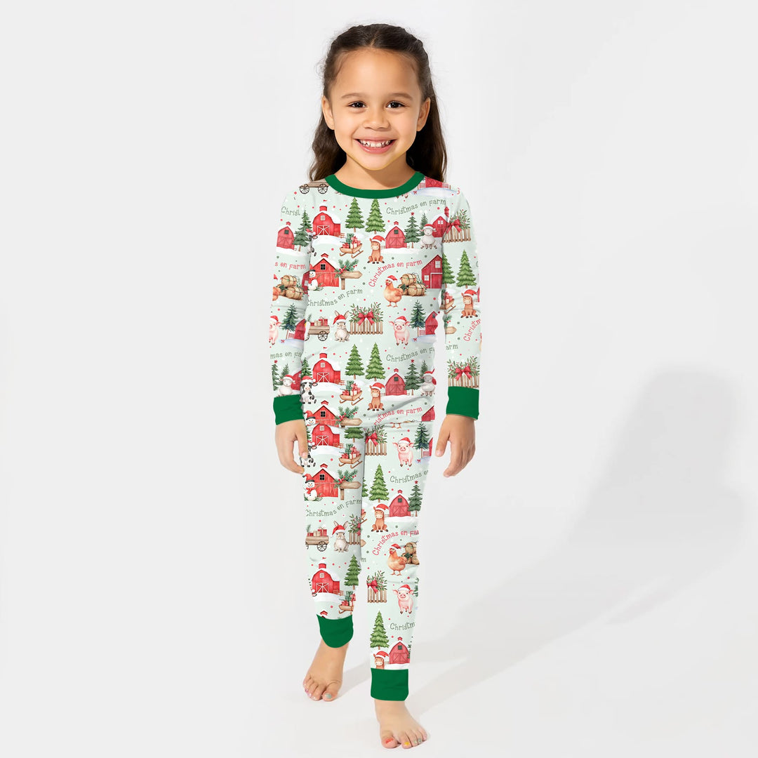 Christmas on Farm Two Piece Long Sleeve Pajama Set