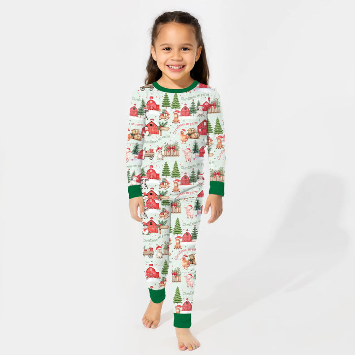 Christmas on Farm Two Piece Long Sleeve Pajama Set