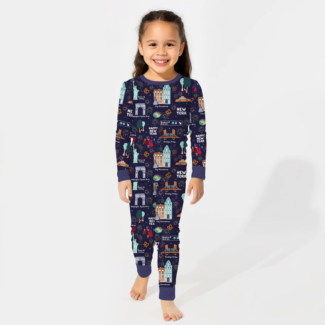 New York New Year Eve Two Piece Long Sleeve Pajama Set