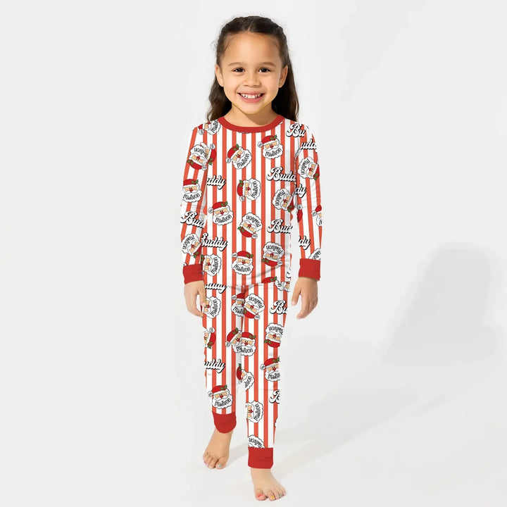 Christmas Santa Claus Custom Name Buddy Two Piece Long Sleeve Pajama Set