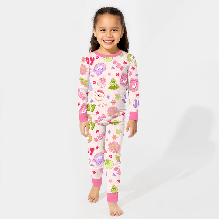 Custom Name Christmas Cookies Two Piece Long Sleeve Pajama Set