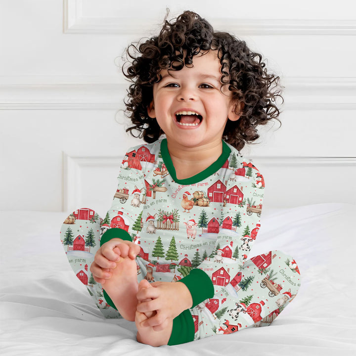 Christmas on Farm Two Piece Long Sleeve Pajama Set