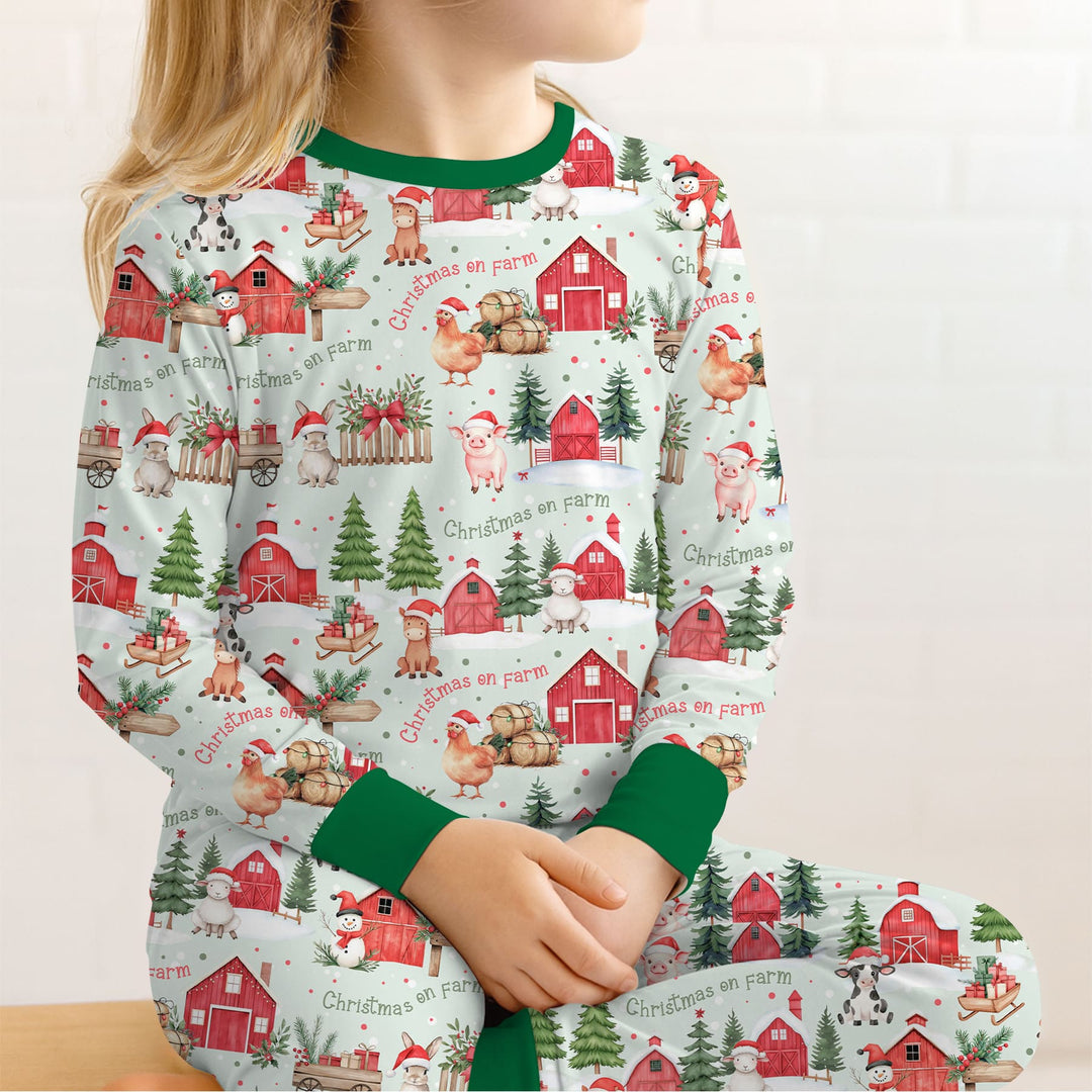 Christmas on Farm Two Piece Long Sleeve Pajama Set
