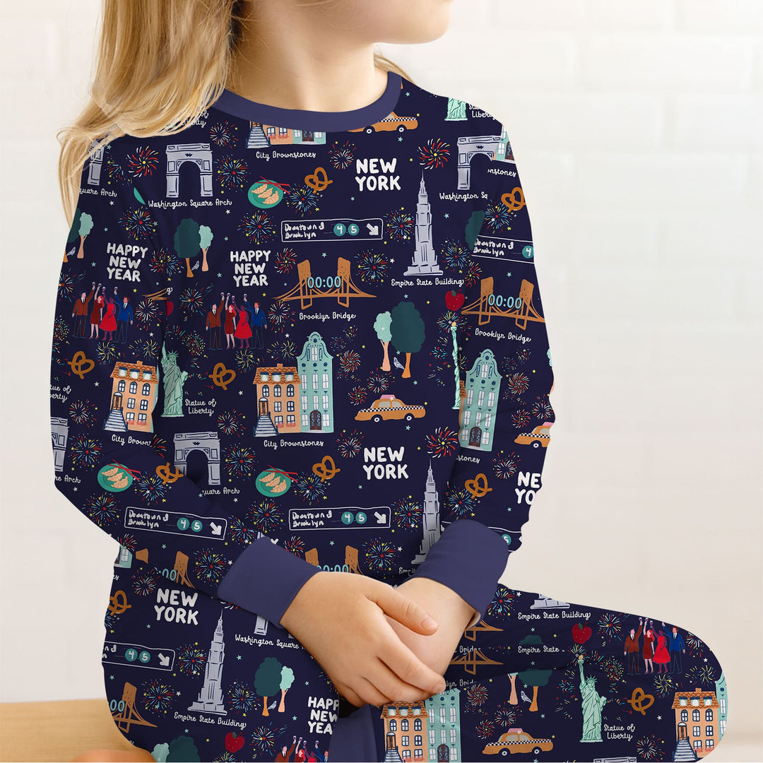 New York New Year Eve Two Piece Long Sleeve Pajama Set