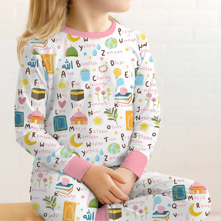Islamic Alphabet Two Piece Long Sleeve Pajama Set