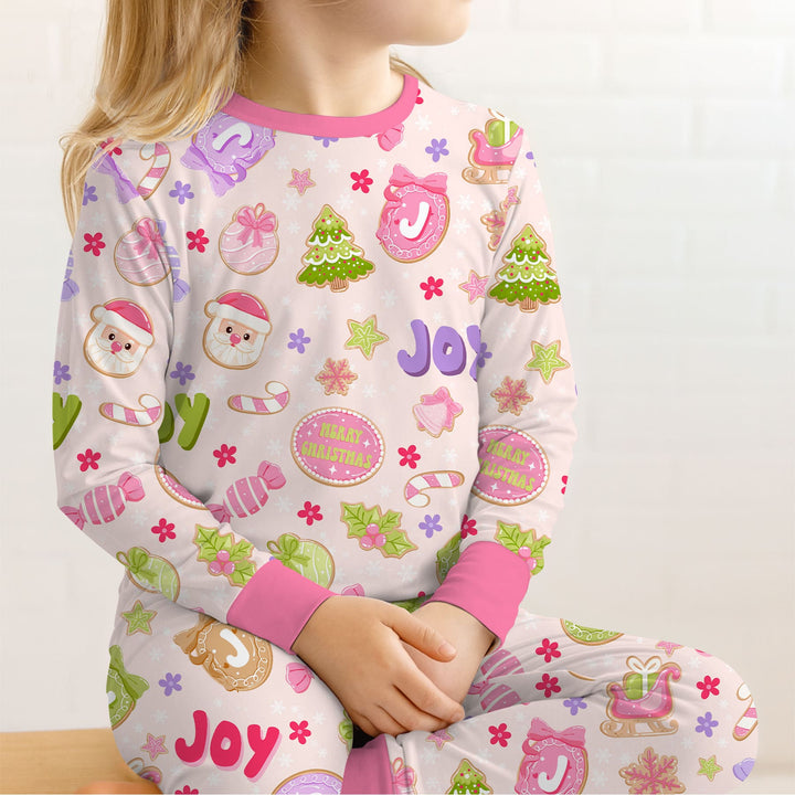 Custom Name Christmas Cookies Two Piece Long Sleeve Pajama Set