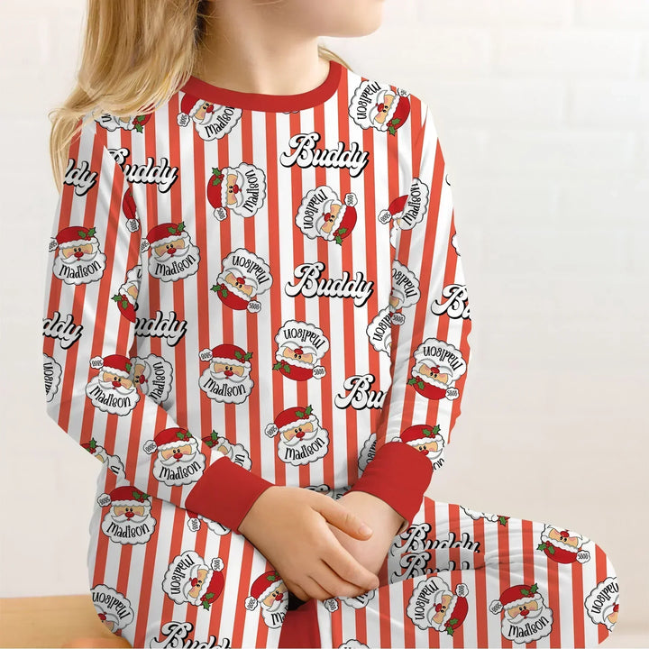 Christmas Santa Claus Custom Name Buddy Two Piece Long Sleeve Pajama Set