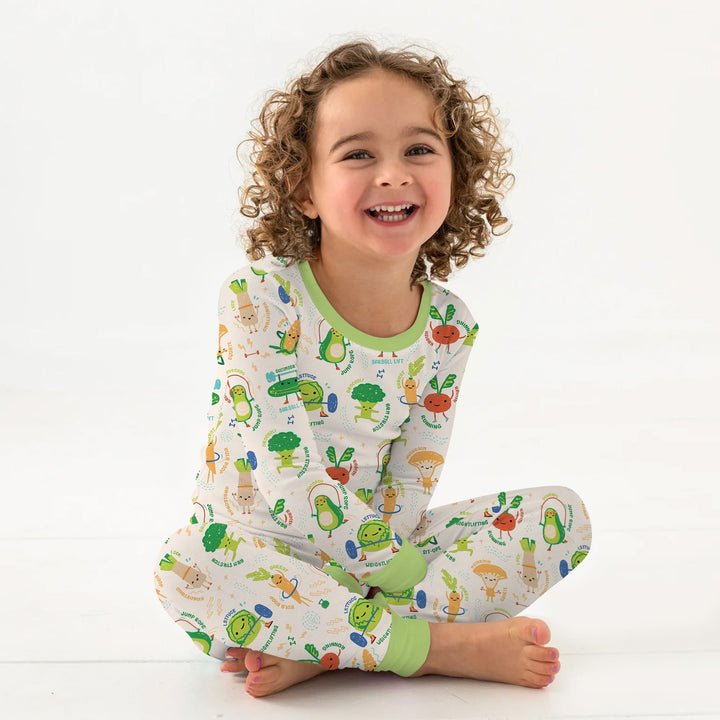 Exercise Veggie Two Piece Long Sleeve Pajama Set