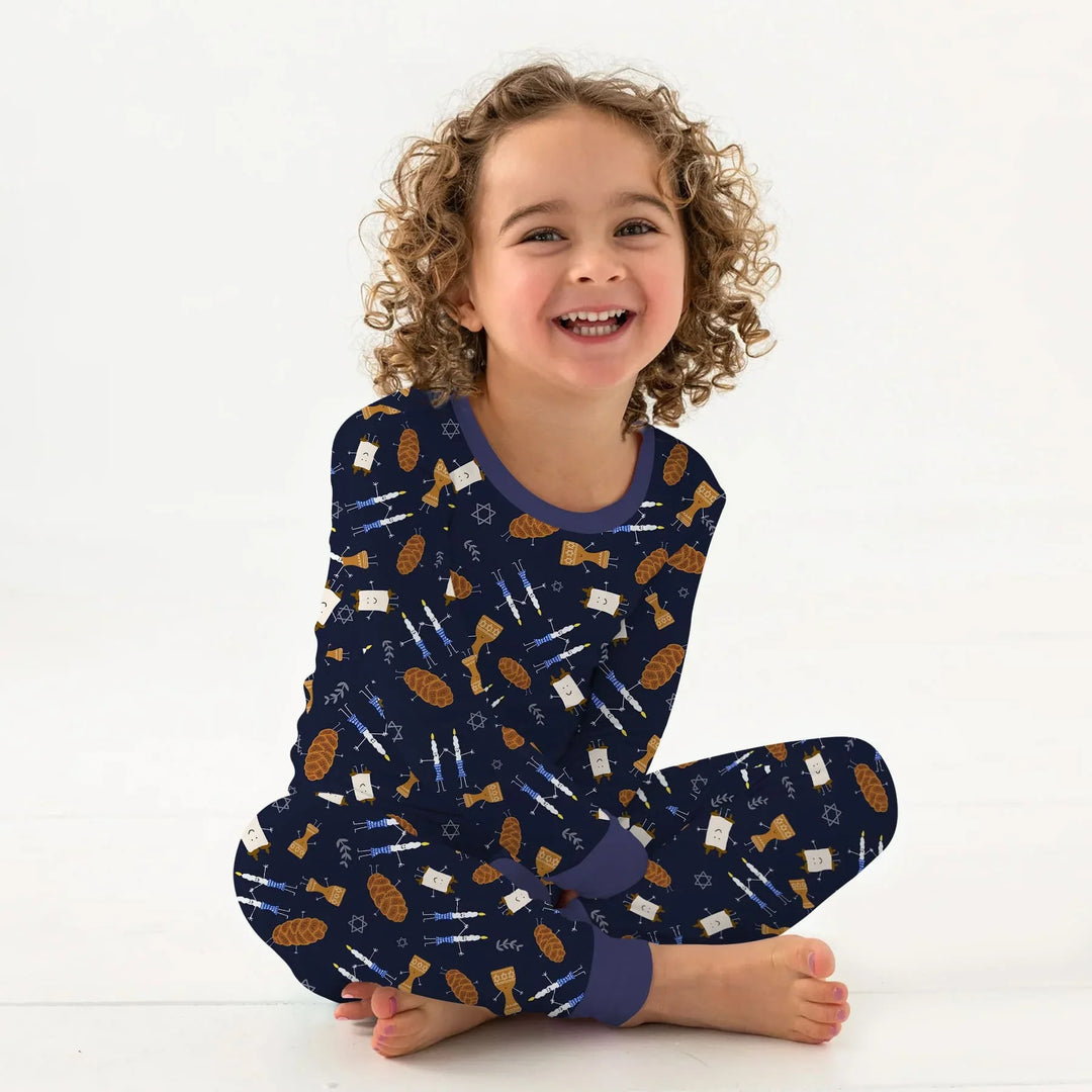 Shabbat Shalom Family Matching Two Piece Long Sleeve Pajama Set