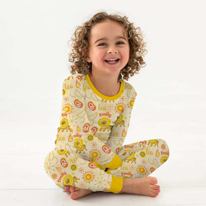 Custom Name Zodiac Leo Two Piece Long Sleeve Pajama Set