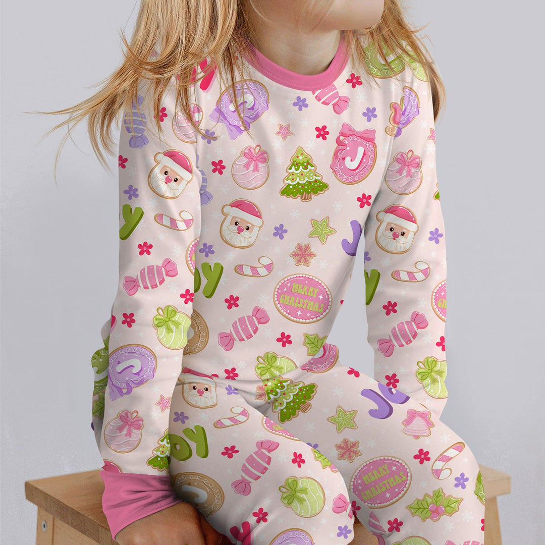 Custom Name Christmas Cookies Two Piece Long Sleeve Pajama Set