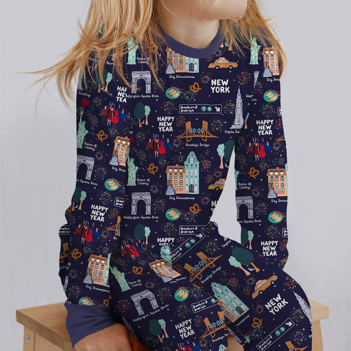New York New Year Eve Two Piece Long Sleeve Pajama Set