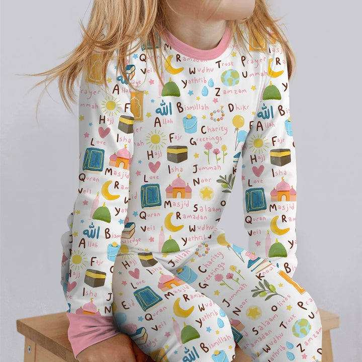 Islamic Alphabet Two Piece Long Sleeve Pajama Set