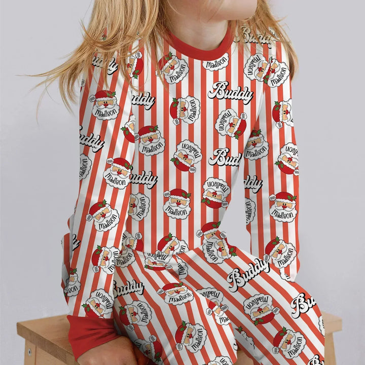 Christmas Santa Claus Custom Name Buddy Two Piece Long Sleeve Pajama Set