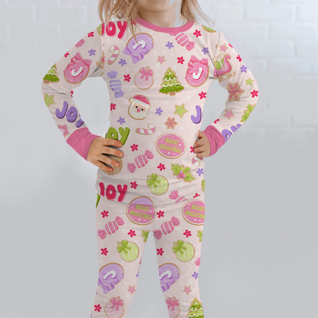 Custom Name Christmas Cookies Two Piece Long Sleeve Pajama Set