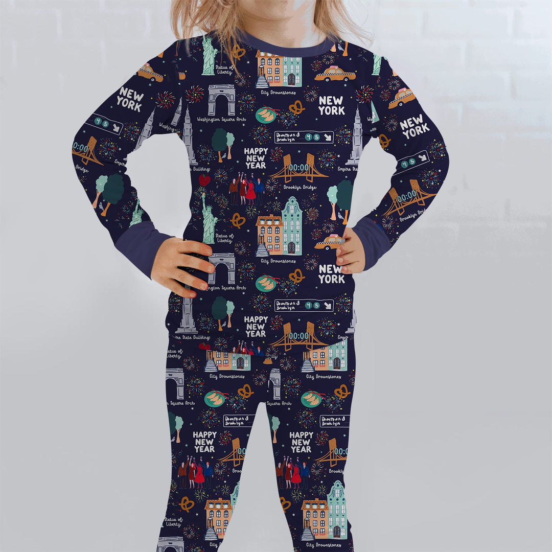 New York New Year Eve Two Piece Long Sleeve Pajama Set