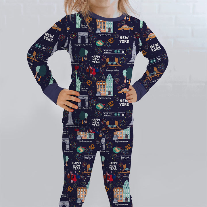 New York New Year Eve Two Piece Long Sleeve Pajama Set