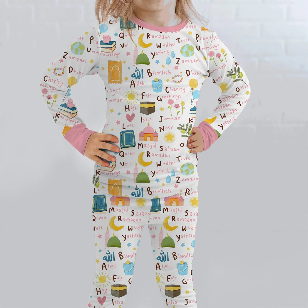 Islamic Alphabet Two Piece Long Sleeve Pajama Set
