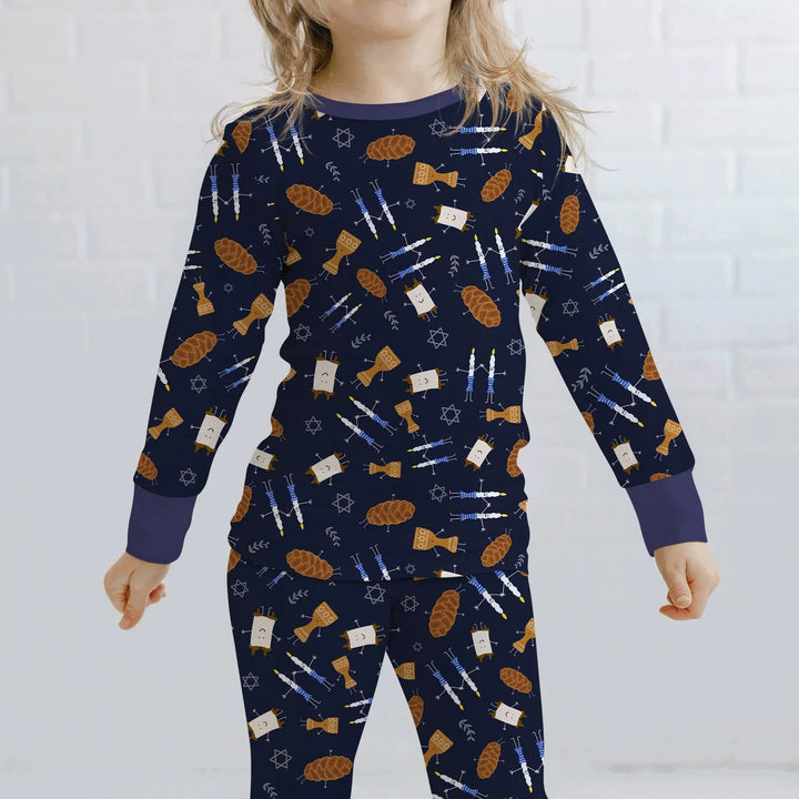 Shabbat Shalom Family Matching Two Piece Long Sleeve Pajama Set