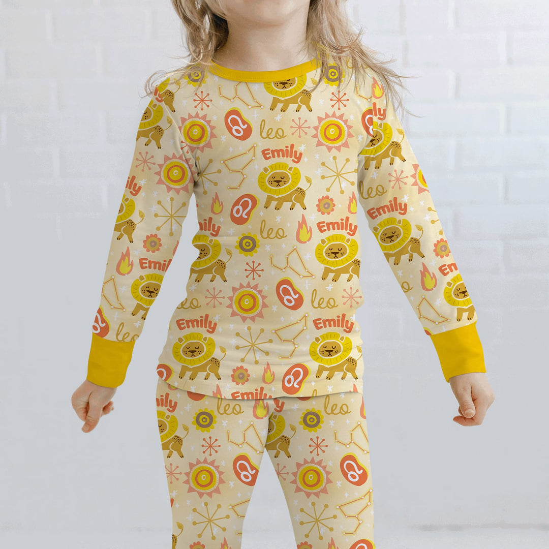 Custom Name Zodiac Leo Two Piece Long Sleeve Pajama Set