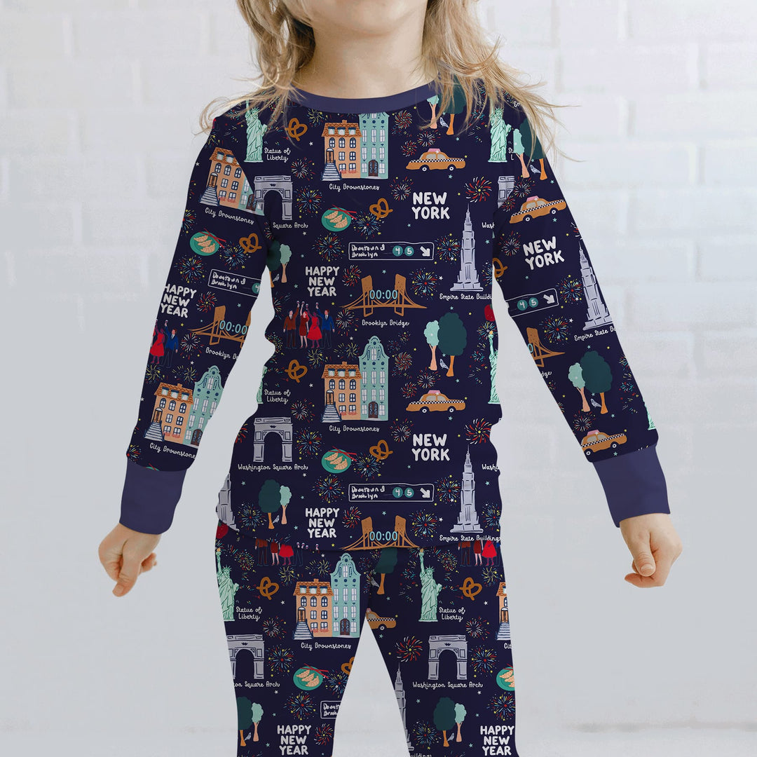 New York New Year Eve Two Piece Long Sleeve Pajama Set