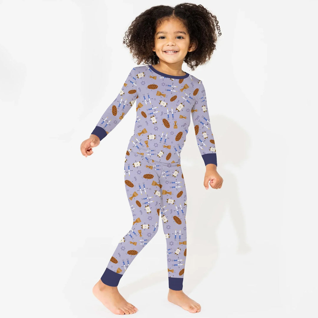 Shabbat Shalom Family Matching Two Piece Long Sleeve Pajama Set