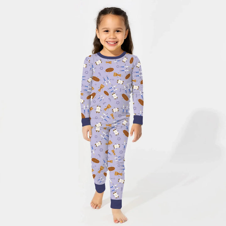 Shabbat Shalom Family Matching Two Piece Long Sleeve Pajama Set