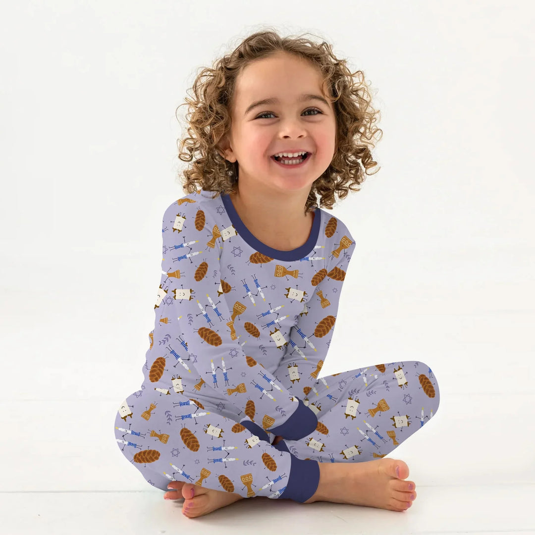 Shabbat Shalom Family Matching Two Piece Long Sleeve Pajama Set