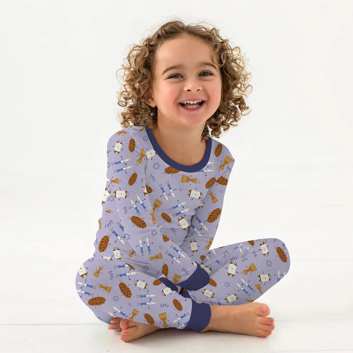 Shabbat Shalom Family Matching Two Piece Long Sleeve Pajama Set