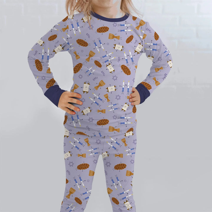 Shabbat Shalom Family Matching Two Piece Long Sleeve Pajama Set