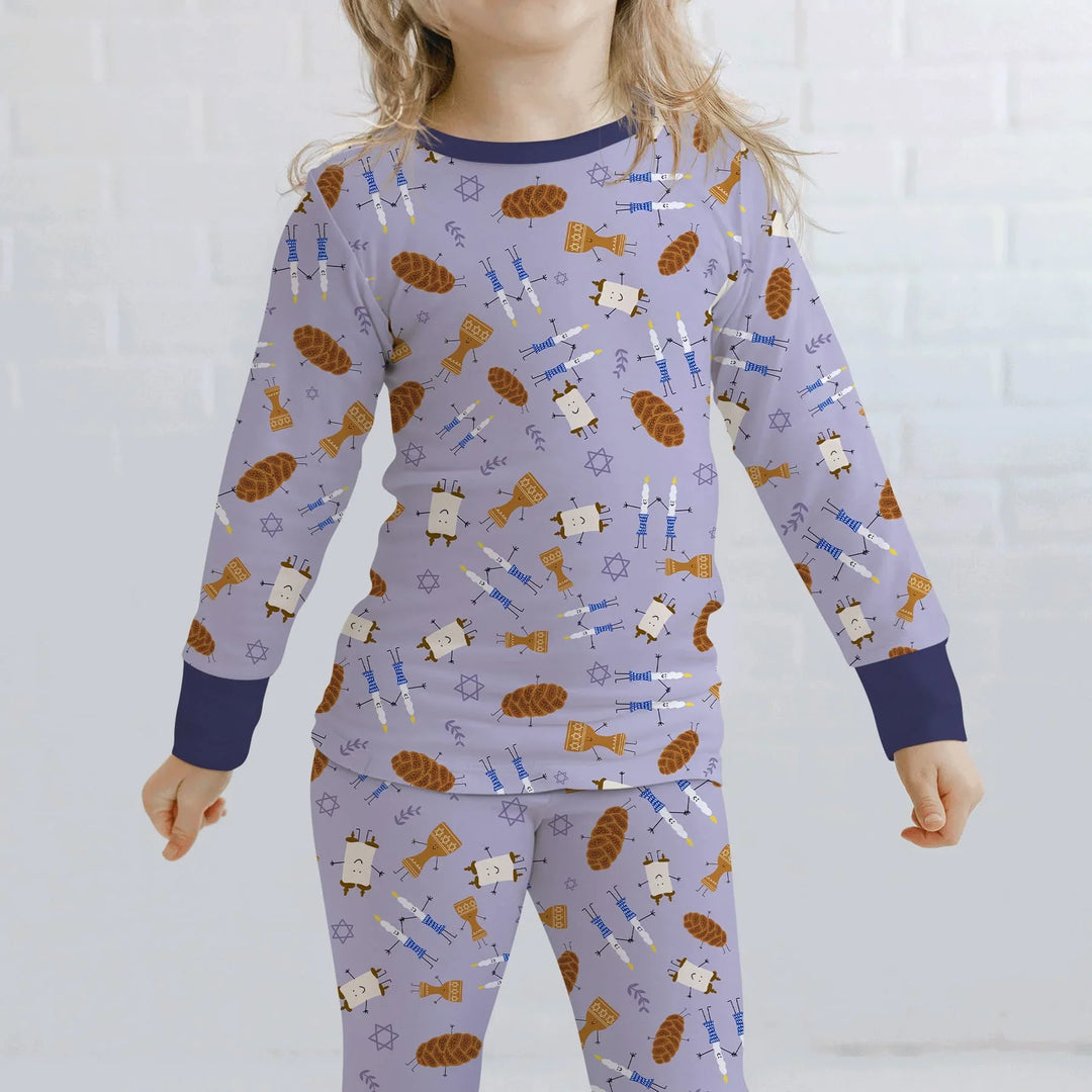 Shabbat Shalom Family Matching Two Piece Long Sleeve Pajama Set