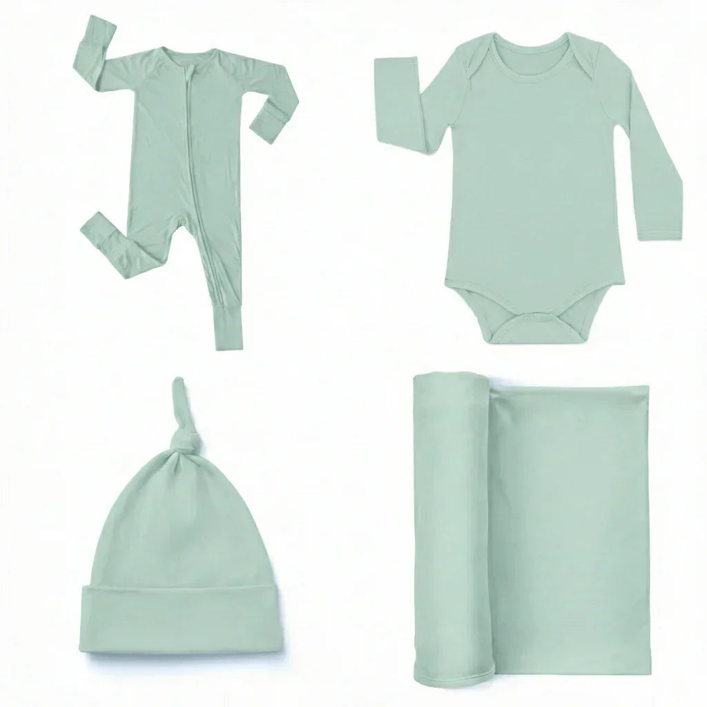Willkommen in unserem World Set (1 langer Strampler mit Reißverschluss + 1 Body + 1 Pucktuch + 1 Knotenmütze)