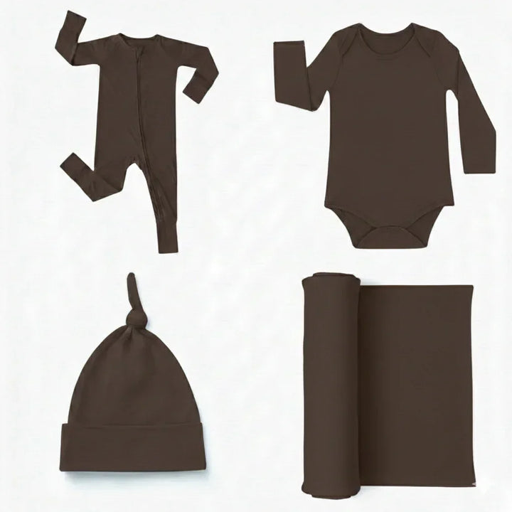 Willkommen in unserem World Set (1 langer Strampler mit Reißverschluss + 1 Body + 1 Pucktuch + 1 Knotenmütze)